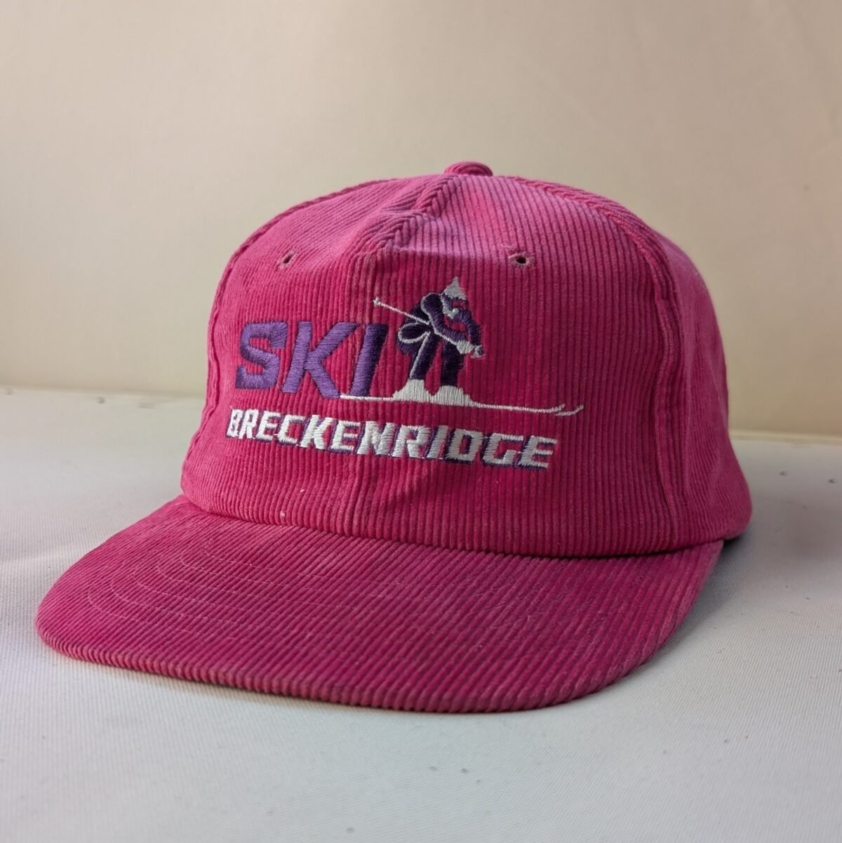 Ski Breckenridge | Day Glo Pink Corduroy  Hat |  ~1988