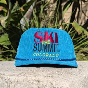 Ski the Summit | 1 of 1 | Neon Blue Corduroy Hat | ~1988